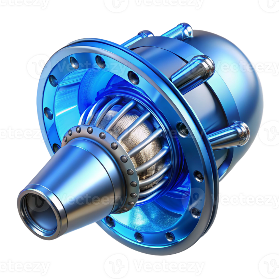 elegant creative Spaceship engine nozzle, glowing blue, intricate mechanics authentic png