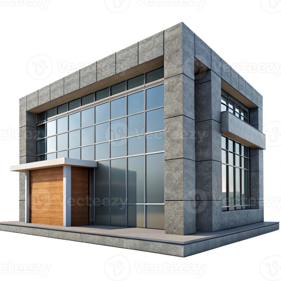 beautiful rustic Modern building facade, textured concrete, professional png