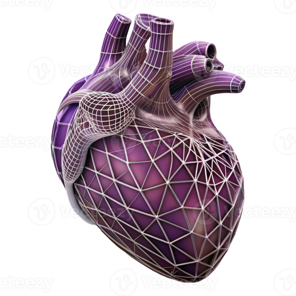 extraordinary rustic A human heart, anatomical, wireframe, abstract sculpture premium png