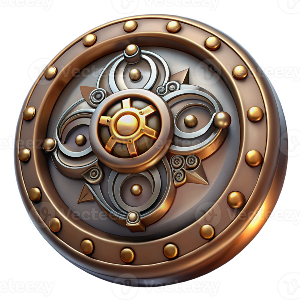 wonderful vintage Steampunk button with an intricate design and a metallic finish exclusive png