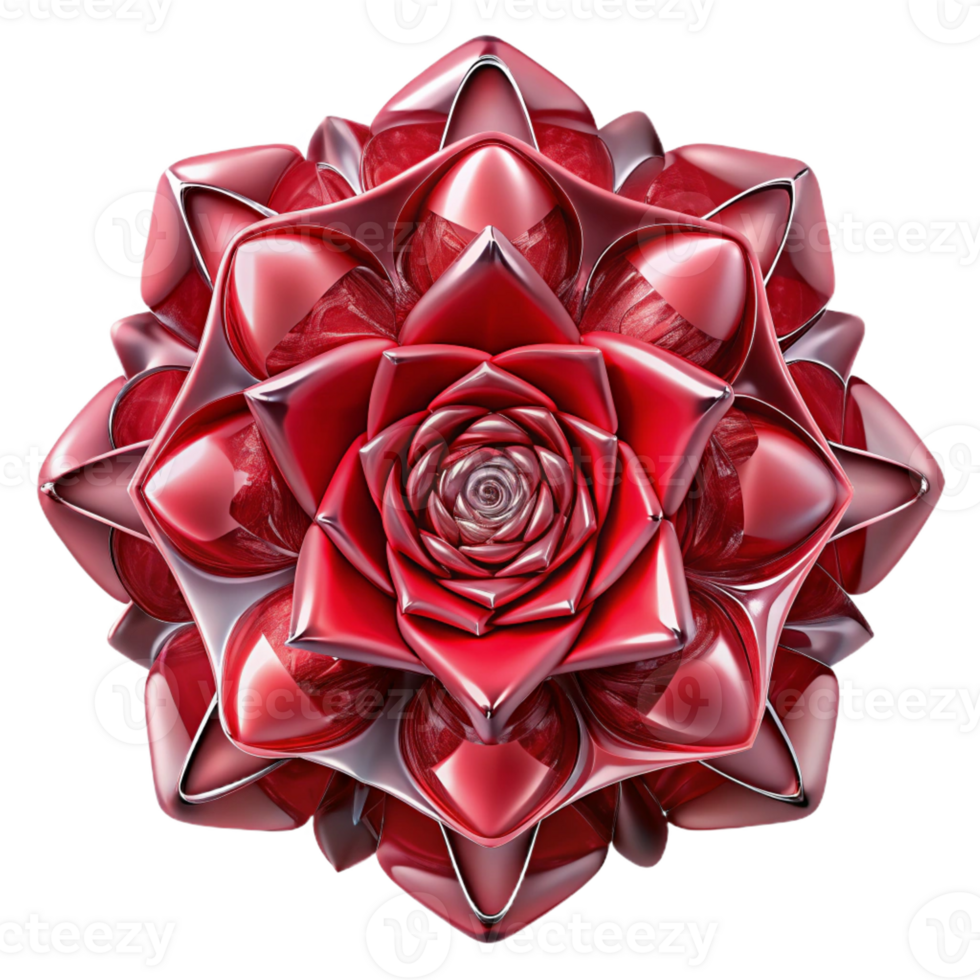 extraordinary artistic A kaleidoscope of fragmented, mirrored images of a single, crimson rose, creating a surreal, hypnotic effect, with a soft, diffused lighting. Surrealist style original png
