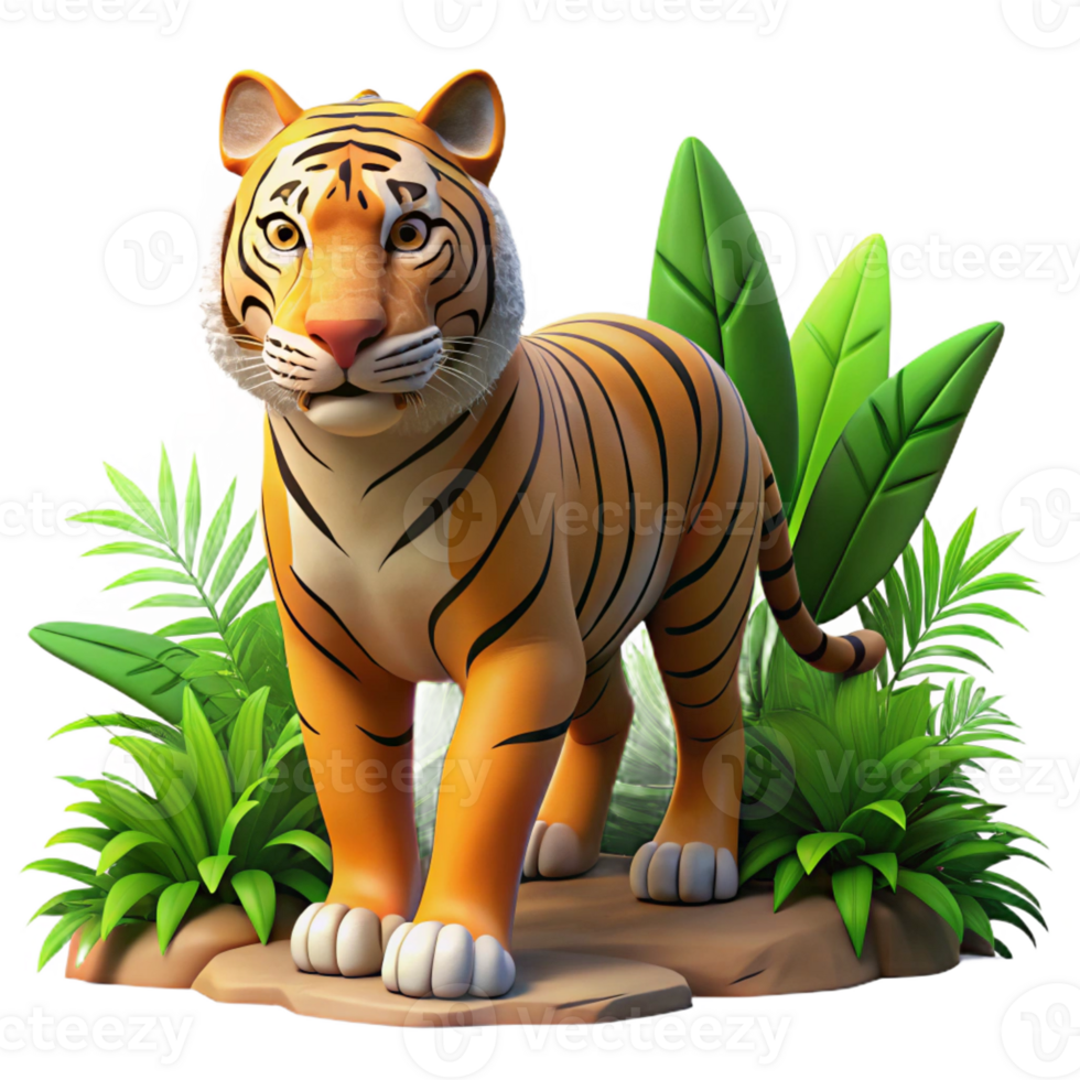 extraordinary minimalist A powerful tiger prowling through the jungle undergrowth, illuminated by dappled sunlight, in a dramatic, photorealistic style high resolution png