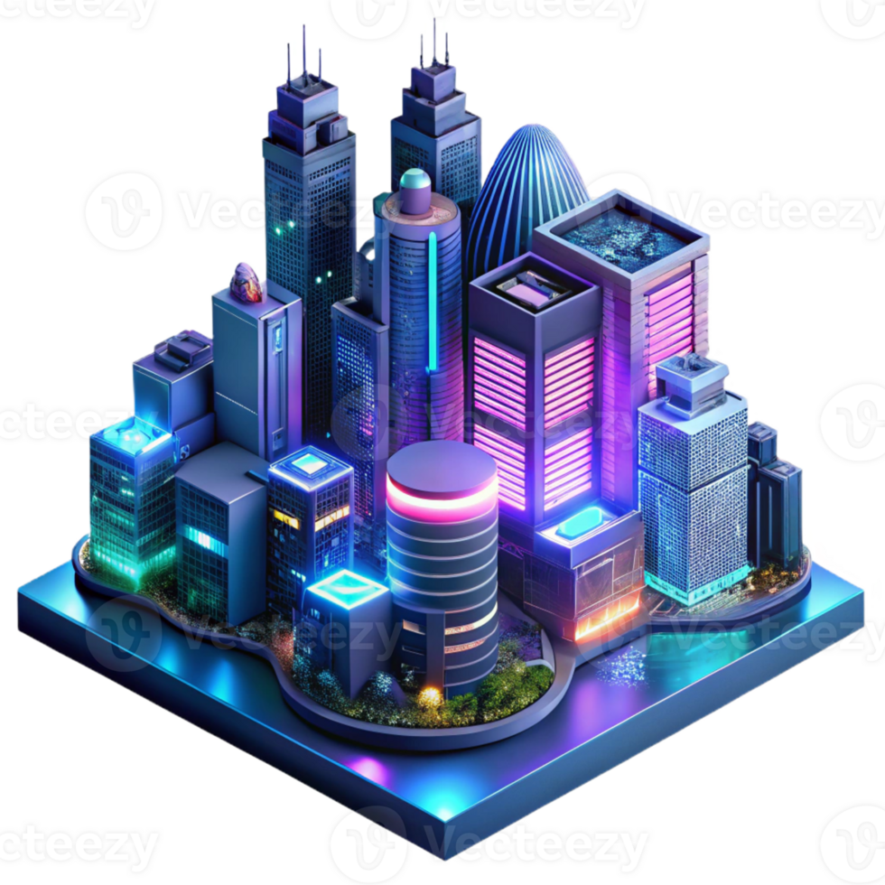 vibrant abstract Cyberpunk cityscape with holographic advertisements, neon signs, rainy night lighting, gritty style detailed png