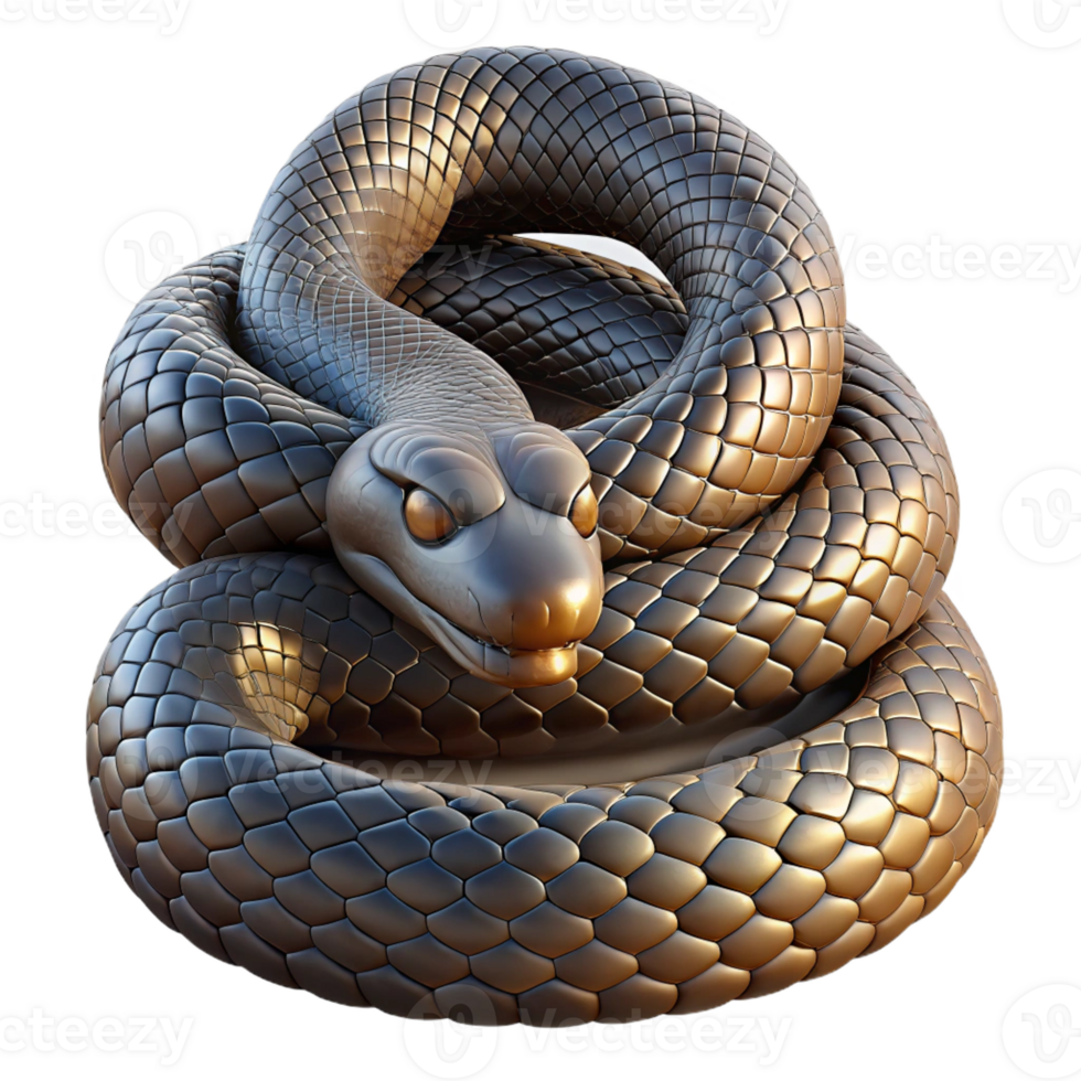 elegant creative A coiled rattlesnake, scales glistening, dramatic lighting, nature documentary style authentic png
