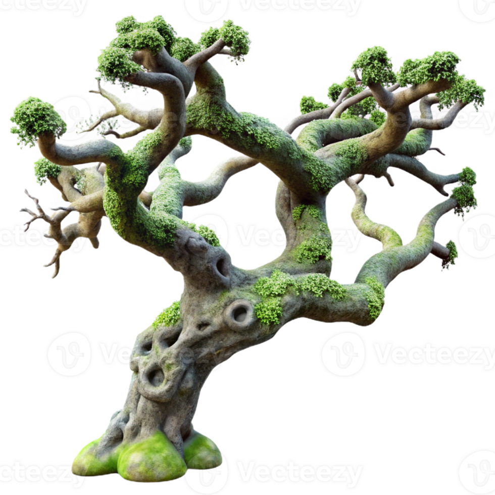 extraordinary artistic A gnarled oak tree branch, covered in moss and lichen, soft diffused daylight, fantasy art style original png