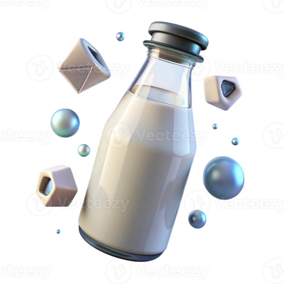 serene rustic Glass Milk Bottle Full Isolated for Dairy Marketing high resolution png