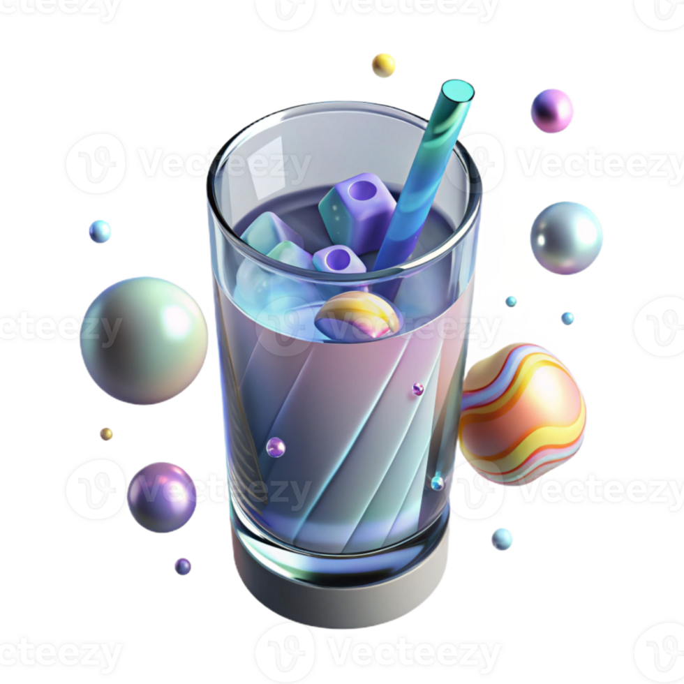 vibrant minimalist Glass of Water Transparent Background for Drink Menu genuine png