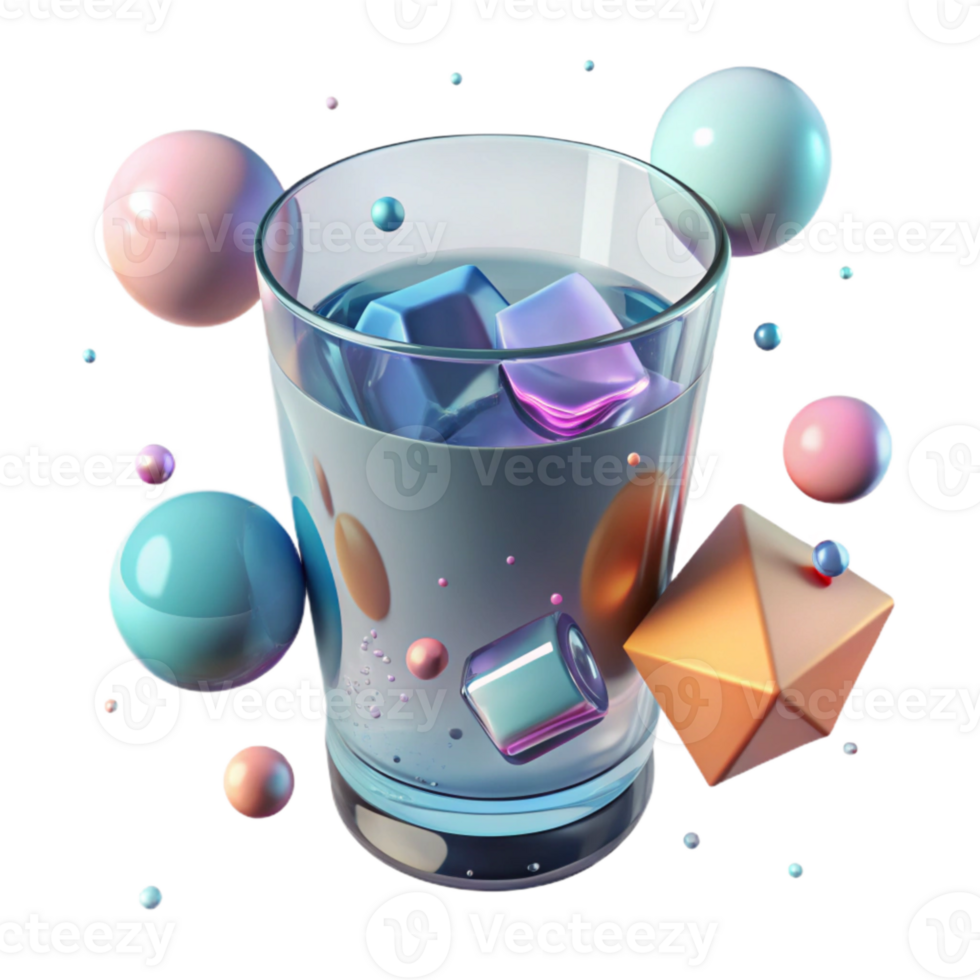 vibrant modern Glass of Water Transparent Background for Drink Menu authentic png