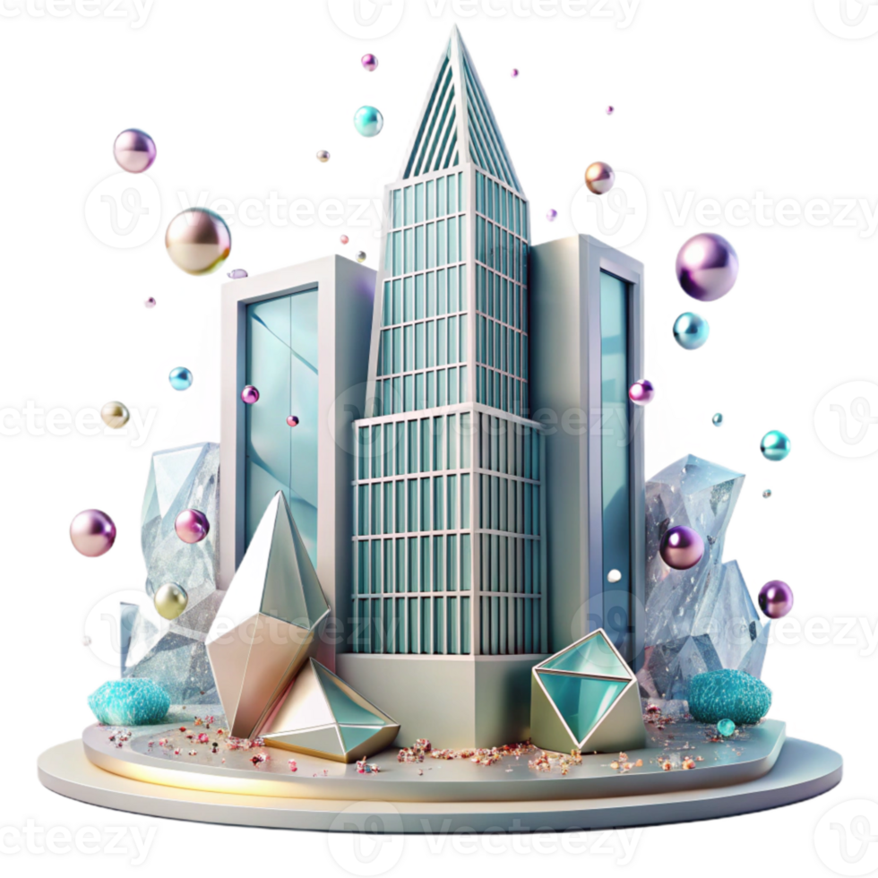dramatic modern Glass Skyscraper Facade Architectural Design Isolated professional png