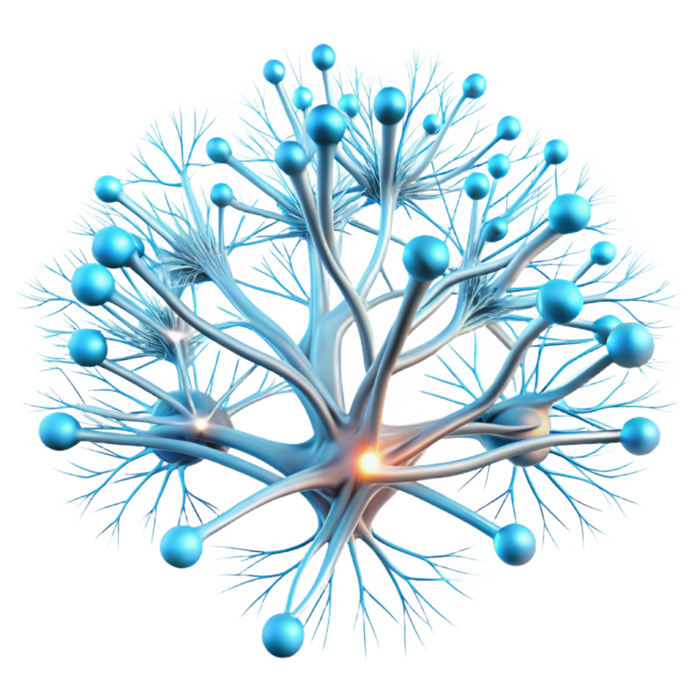 elegant rustic A complex network of branching lines, resembling a root system, with glowing tips, in a bioluminescent, abstract style 4K png