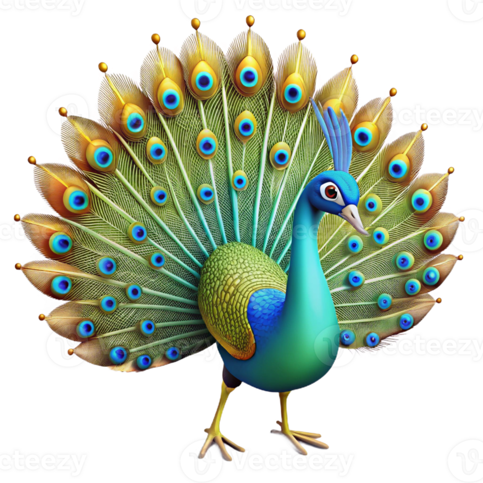 dramatic traditional A vibrant peacock displaying its magnificent tail feathers, illuminated by dappled sunlight, depicted in a hyperrealistic style with intricate details professional png