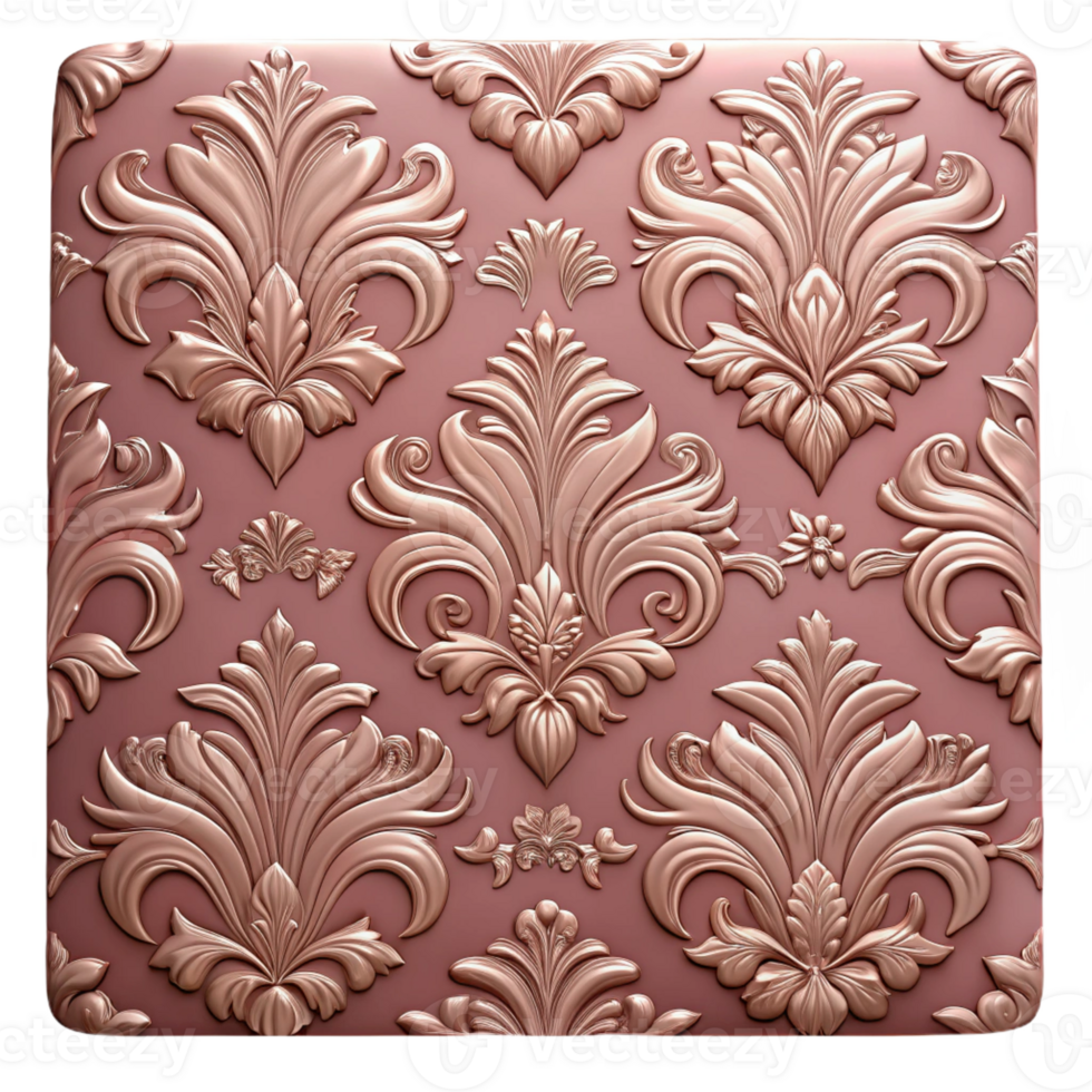 dramatic abstract Victorian wallpaper pattern swatch, floral damask, professional png