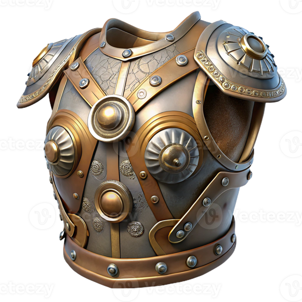 beautiful vintage Steampunk armor breastplate with intricate engravings and metal plates original png