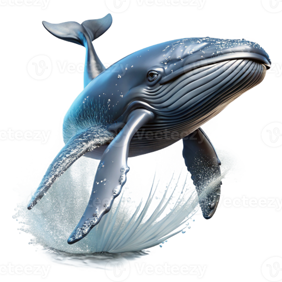 beautiful classic A majestic humpback whale breaching the surface of the ocean, spray of water catching the sunlight, in a realistic, nature documentary style genuine png