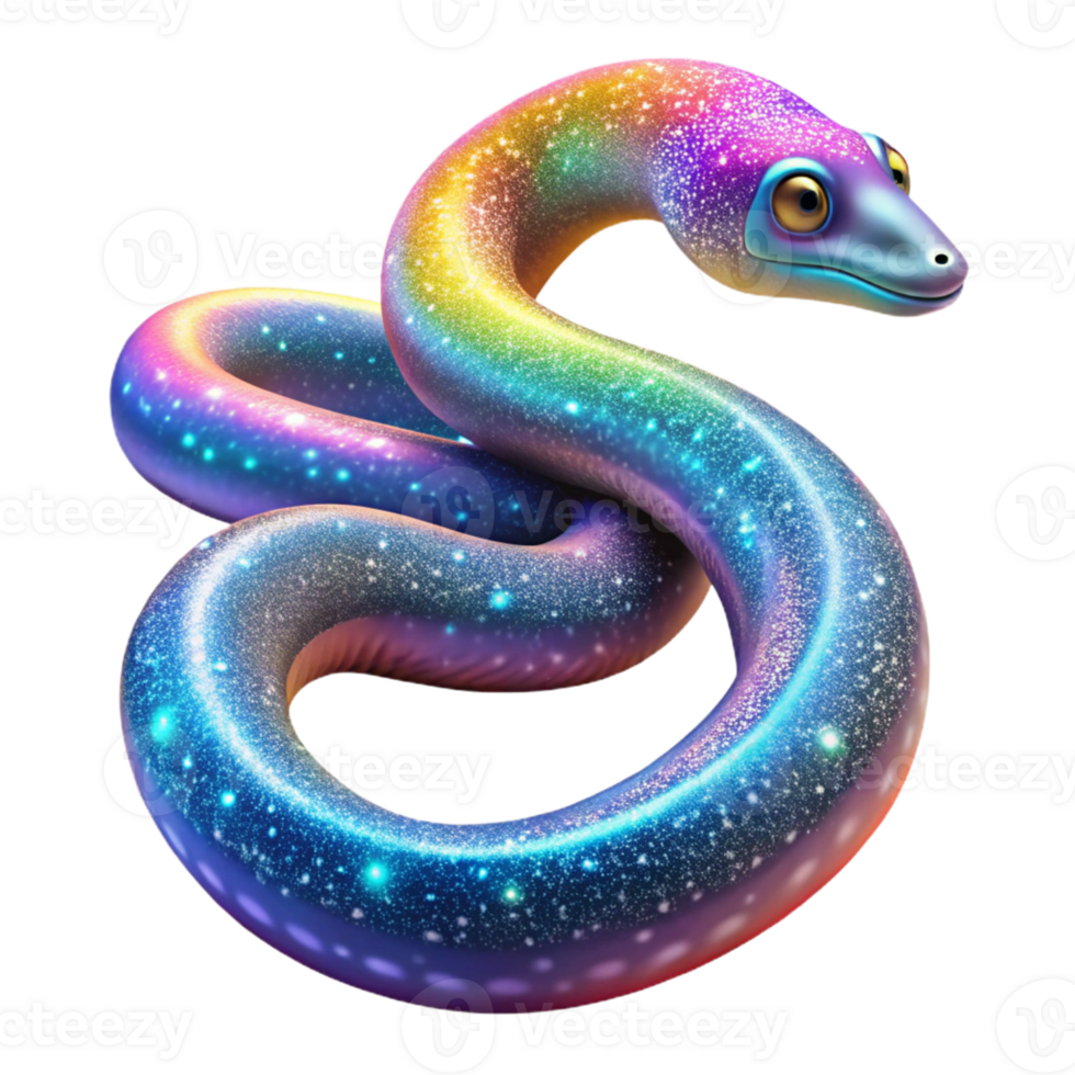 impressive minimalist A majestic Aboriginal Rainbow Serpent, with shimmering scales, creating the world amidst a swirling nebula of colours, illuminated by starlight, Aboriginal dot painting style 4K png