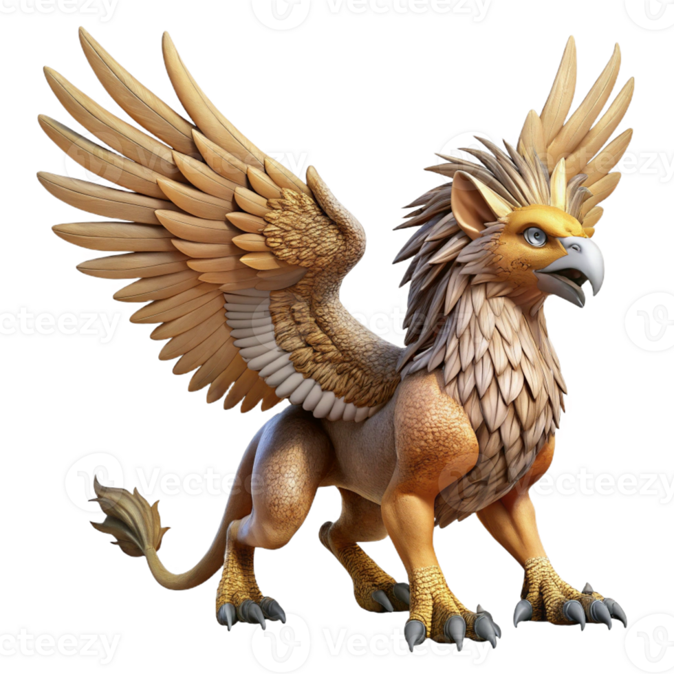 dramatic minimalist A majestic griffin, wings outstretched, detailed feathers, sharp talons exclusive png