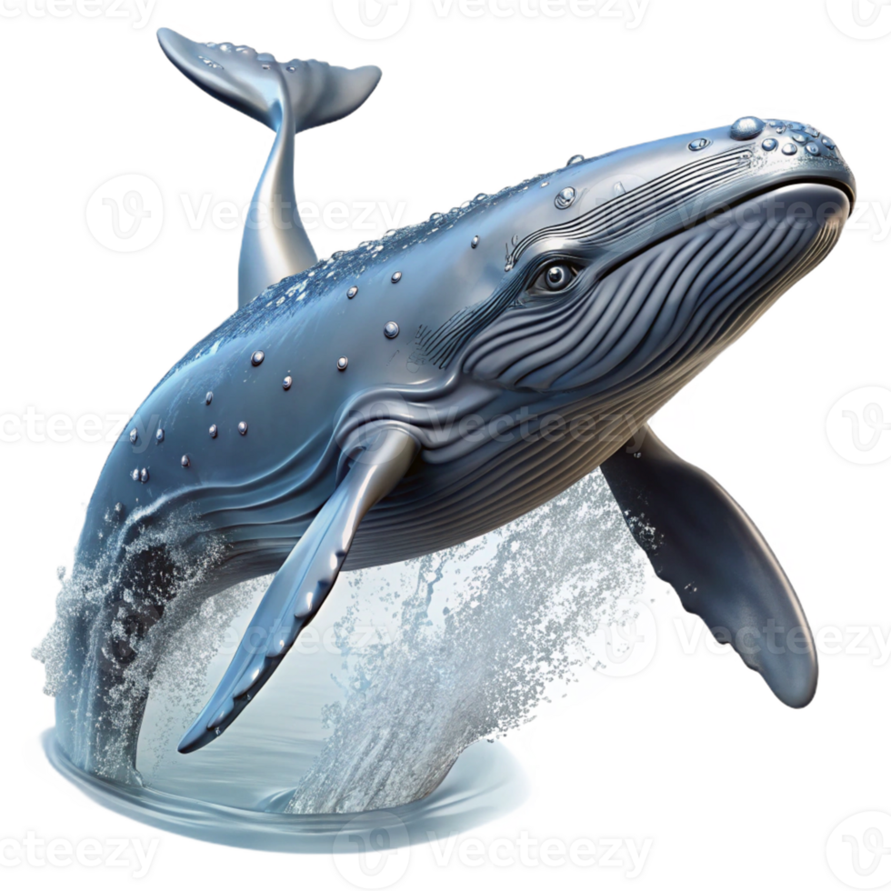 beautiful classic A majestic humpback whale breaching the surface of the ocean, spray of water catching the sunlight, in a realistic, nature documentary style professional png