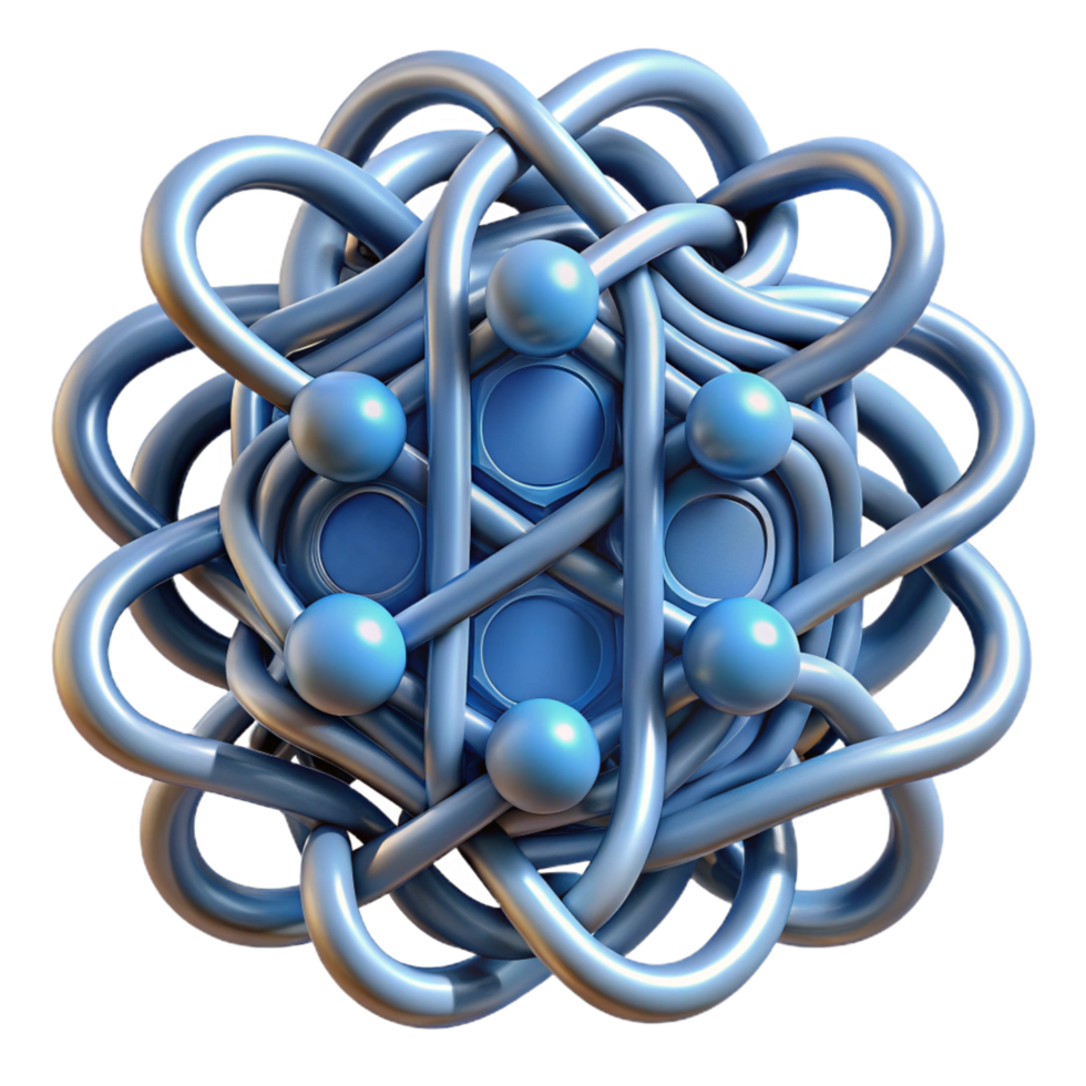 impressive creative A complex network of interwoven lines and curves, resembling a circuit board, in a futuristic, technological style high resolution png