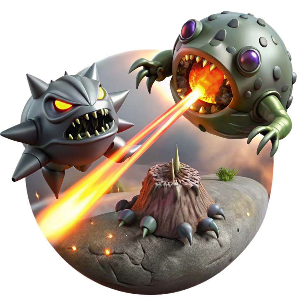 wonderful contemporary A spaceship battles a giant space creature, laser fire illuminates the scene, dramatic lighting, cinematic style premium png