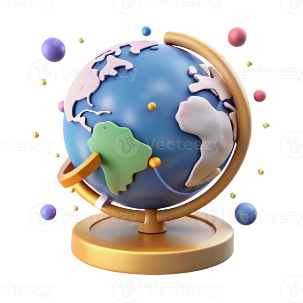 vibrant vintage Globe Showing Continents Geography Education Tool Cutout for Social Studies Class original png