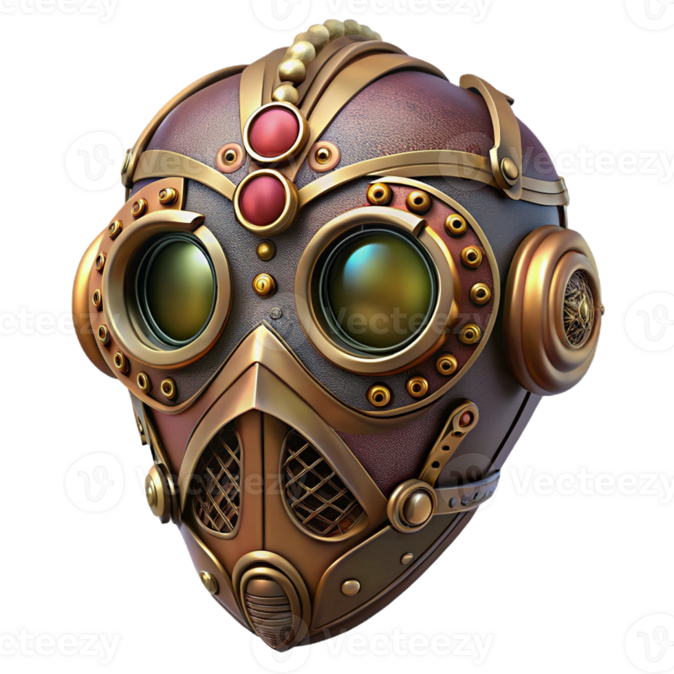 extraordinary traditional Steampunk mask with intricate filigree and tinted lenses professional png