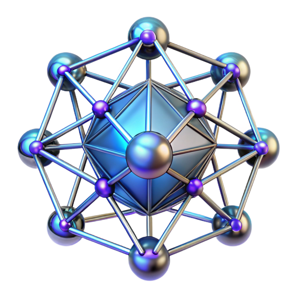 elegant traditional A complex network of interconnected nodes, with a cool, technological light, in a cyberpunk style genuine png
