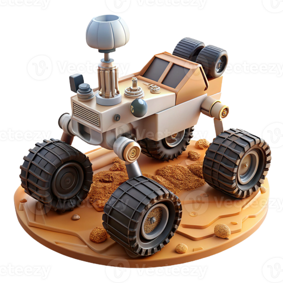 vibrant classic Mars rover exploring surface detailed png