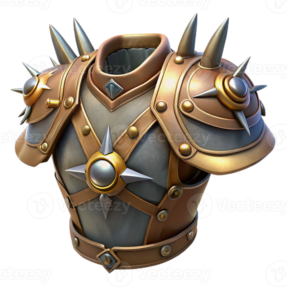 elegant contemporary Steampunk shoulder armor with spikes and intricate metalwork high quality png