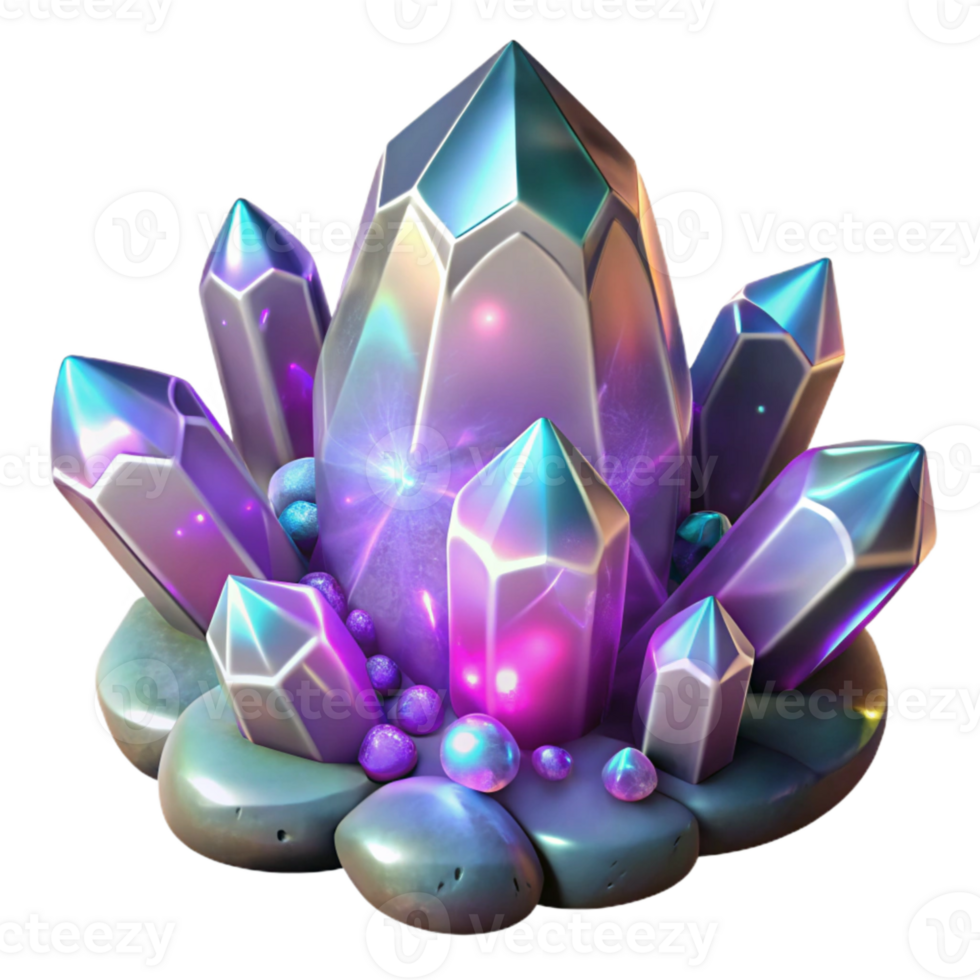beautiful creative Glowing Alien Minerals Transparent Background for Texture Design premium png