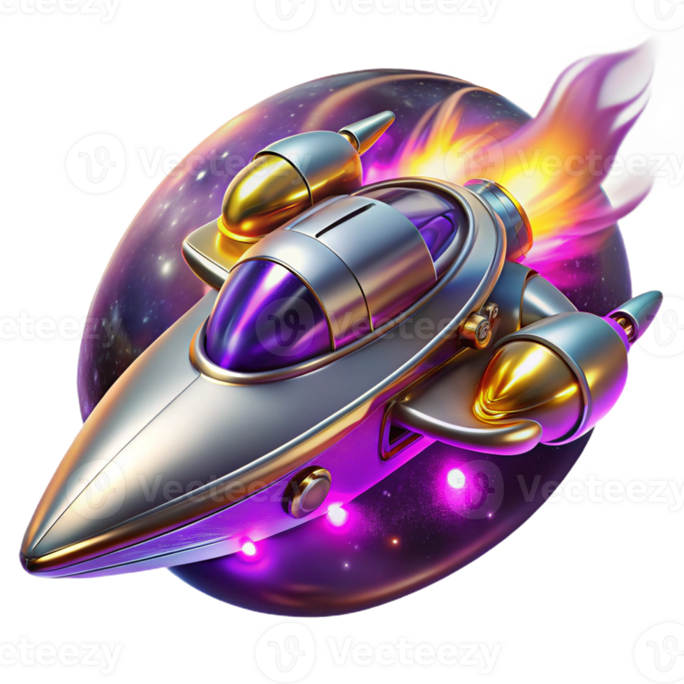 elegant rustic A sleek, chrome spaceship, adorned with intricate neon circuitry, pierces through a swirling nebula of purple and gold, ray tracing, cinematic lighting, artstation, professional png