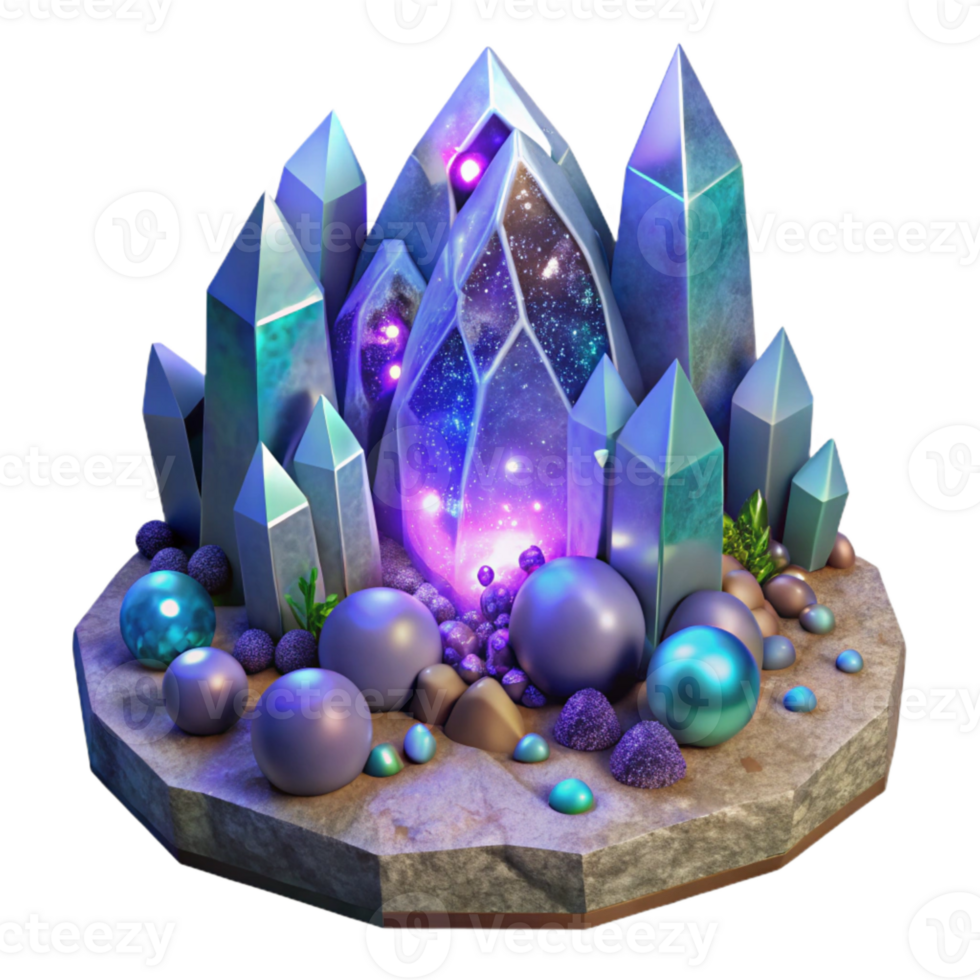 vibrant traditional Glowing Crystal Cave Transparent Background for Fantasy Art original png