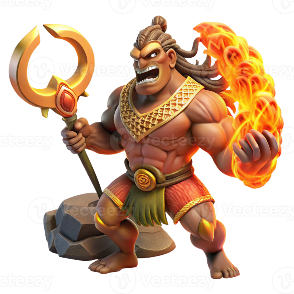 magnificent abstract A powerful Polynesian Maui, wielding his magical fishhook, battling a colossal lava monster under the vibrant light of a tropical sunset, Polynesian tattoo art style exclusive png