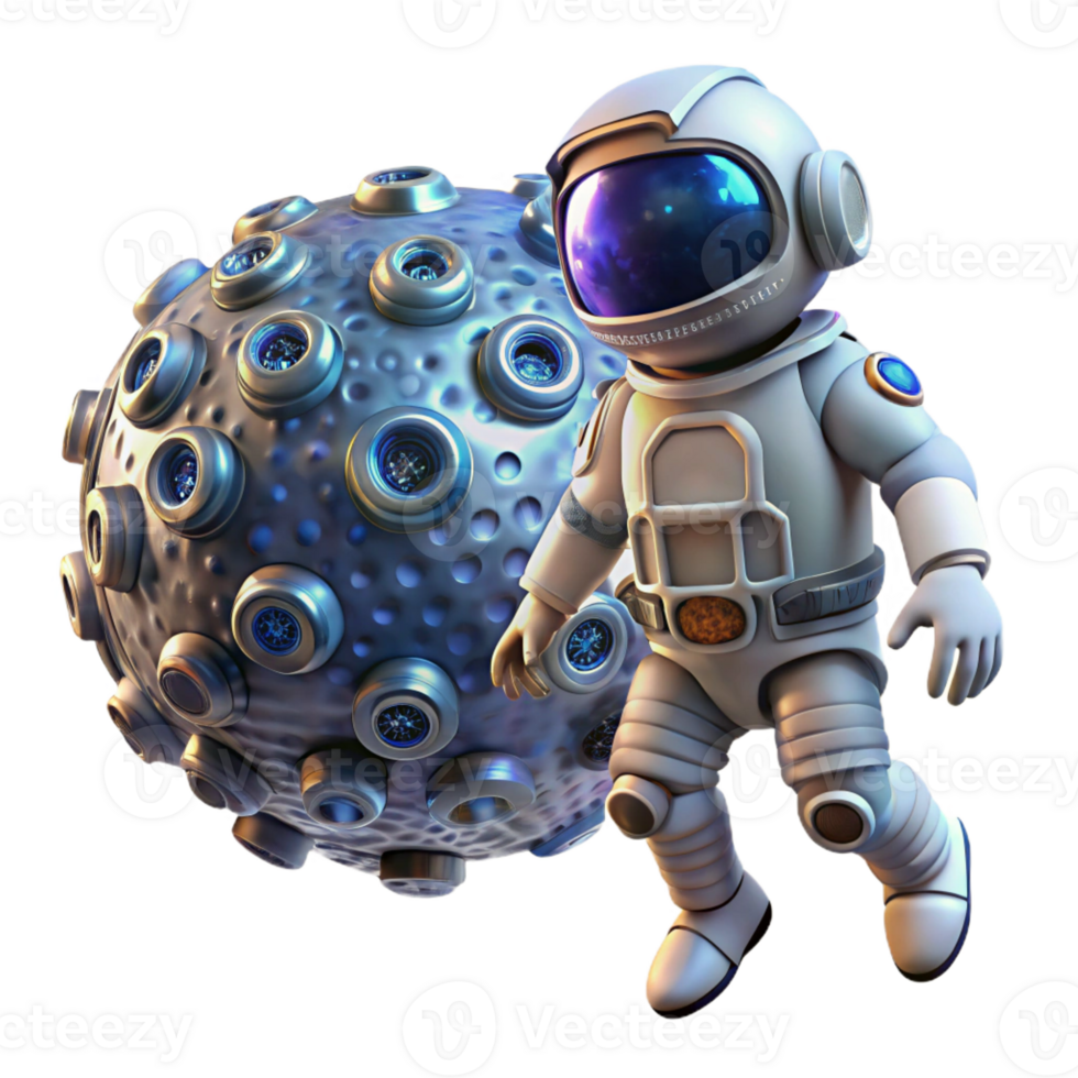 wonderful minimalist A lone astronaut floating in space, surrounded by shimmering nanobots assembling a colossal satellite, illuminated by the distant glow of a nebula, photorealistic style 4K png