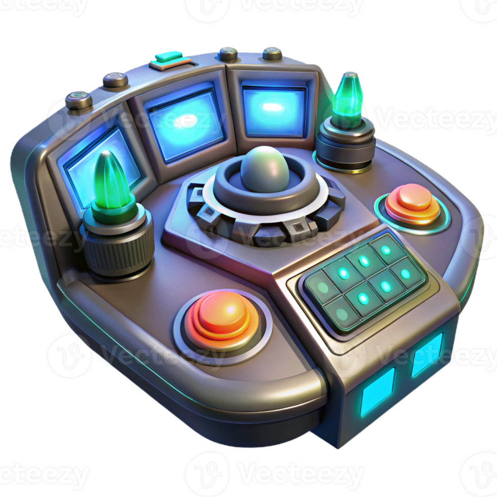 elegant classic A futuristic control panel with glowing buttons and intricate displays, illuminated by dynamic, flashing lights, sci-fi style high quality png