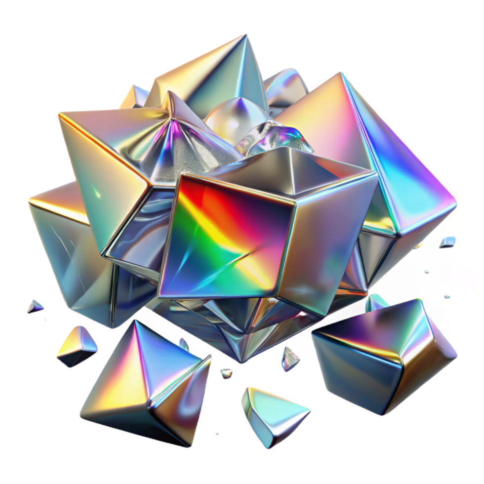 elegant vintage Shattered fragments of glass reflecting rainbow light, with a bright, dynamic lighting, in a cubist style genuine png
