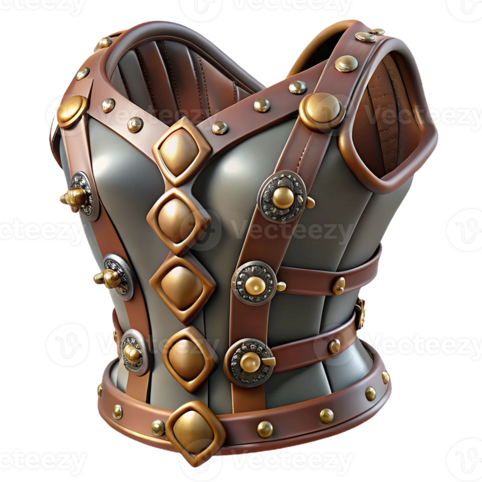 serene traditional Steampunk corset with leather buckles and metallic rivets high resolution png