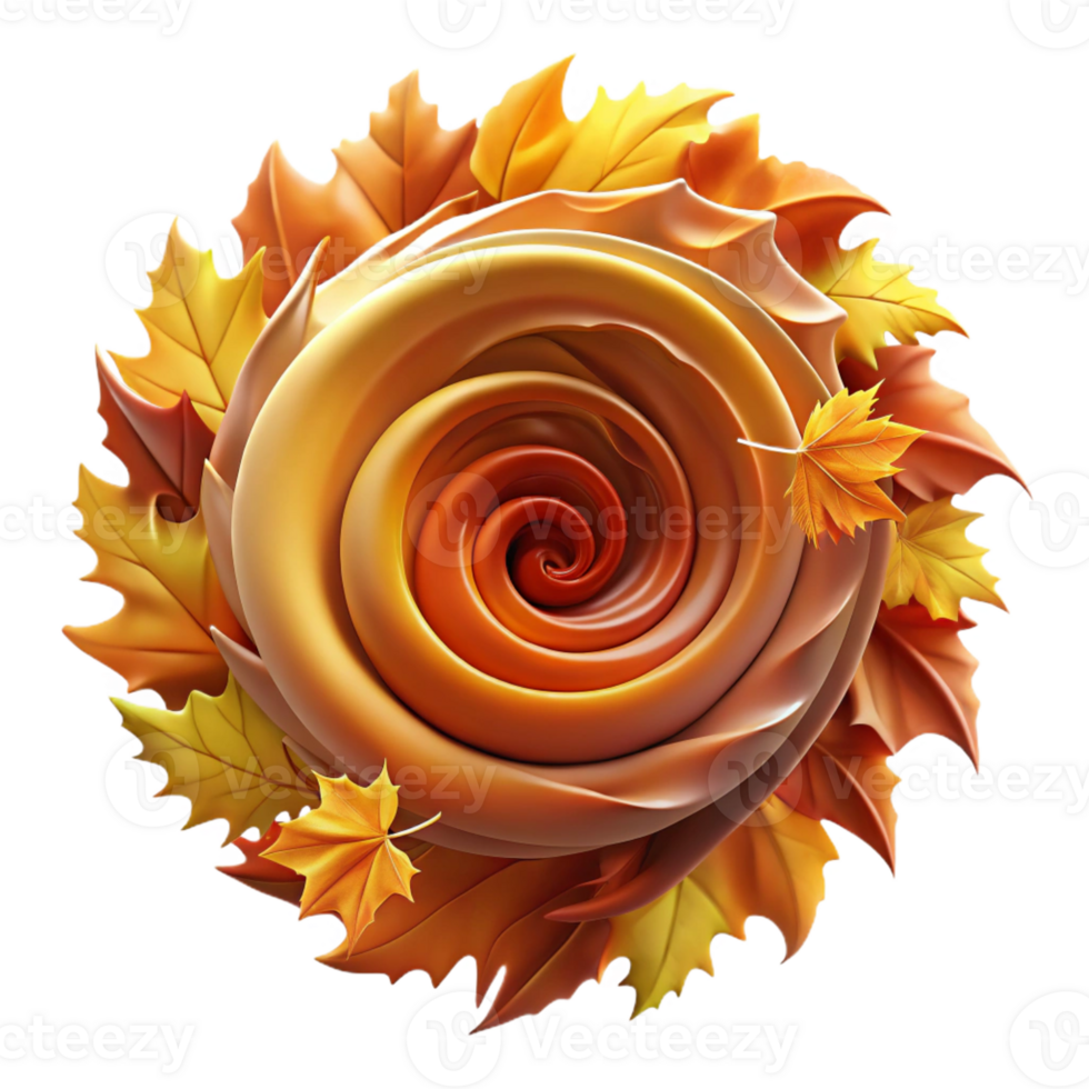 serene abstract A swirling vortex of autumn leaves in warm hues, dynamic lighting, abstract art style premium png