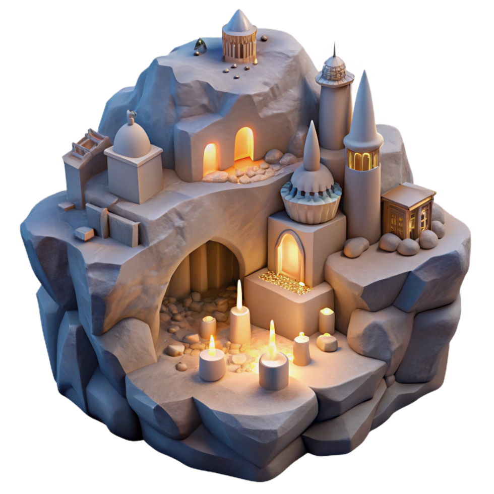 stunning rustic Underground city, carved into rock, soft artificial lighting, mysterious and intriguing, science fiction style, original png