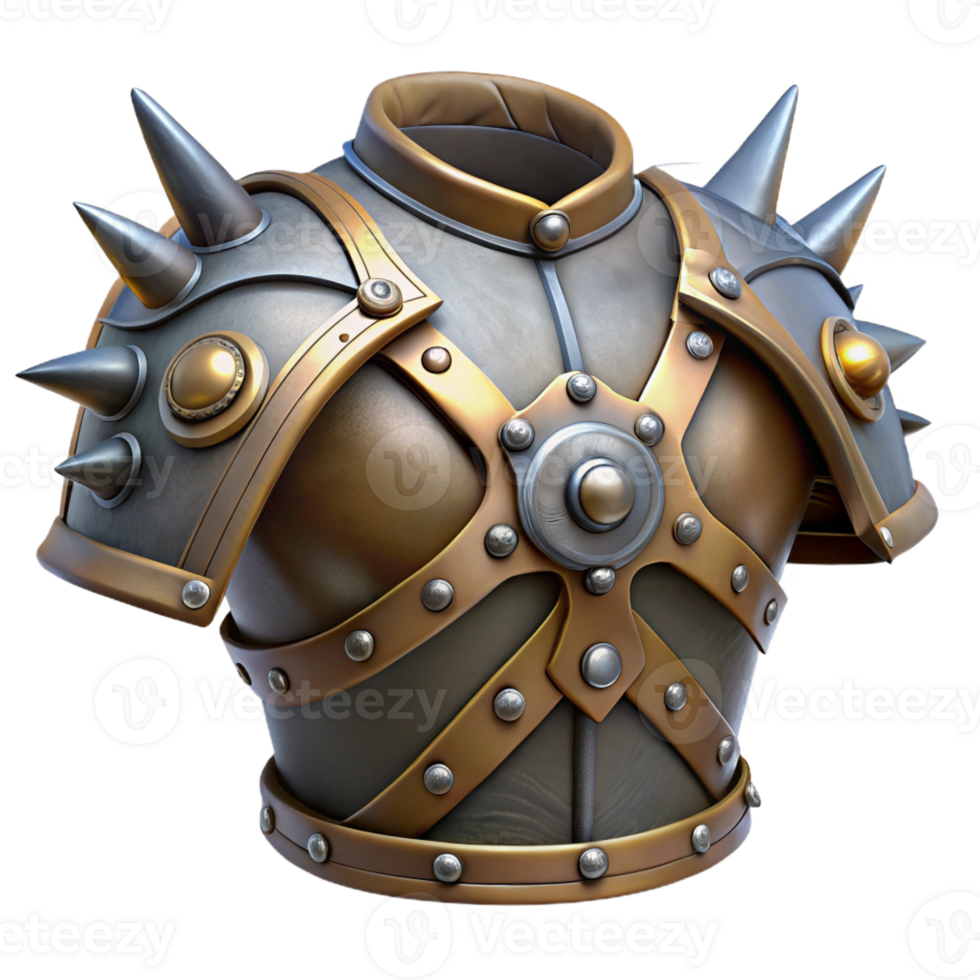 serene artistic Steampunk shoulder armor with spikes and intricate metalwork original png