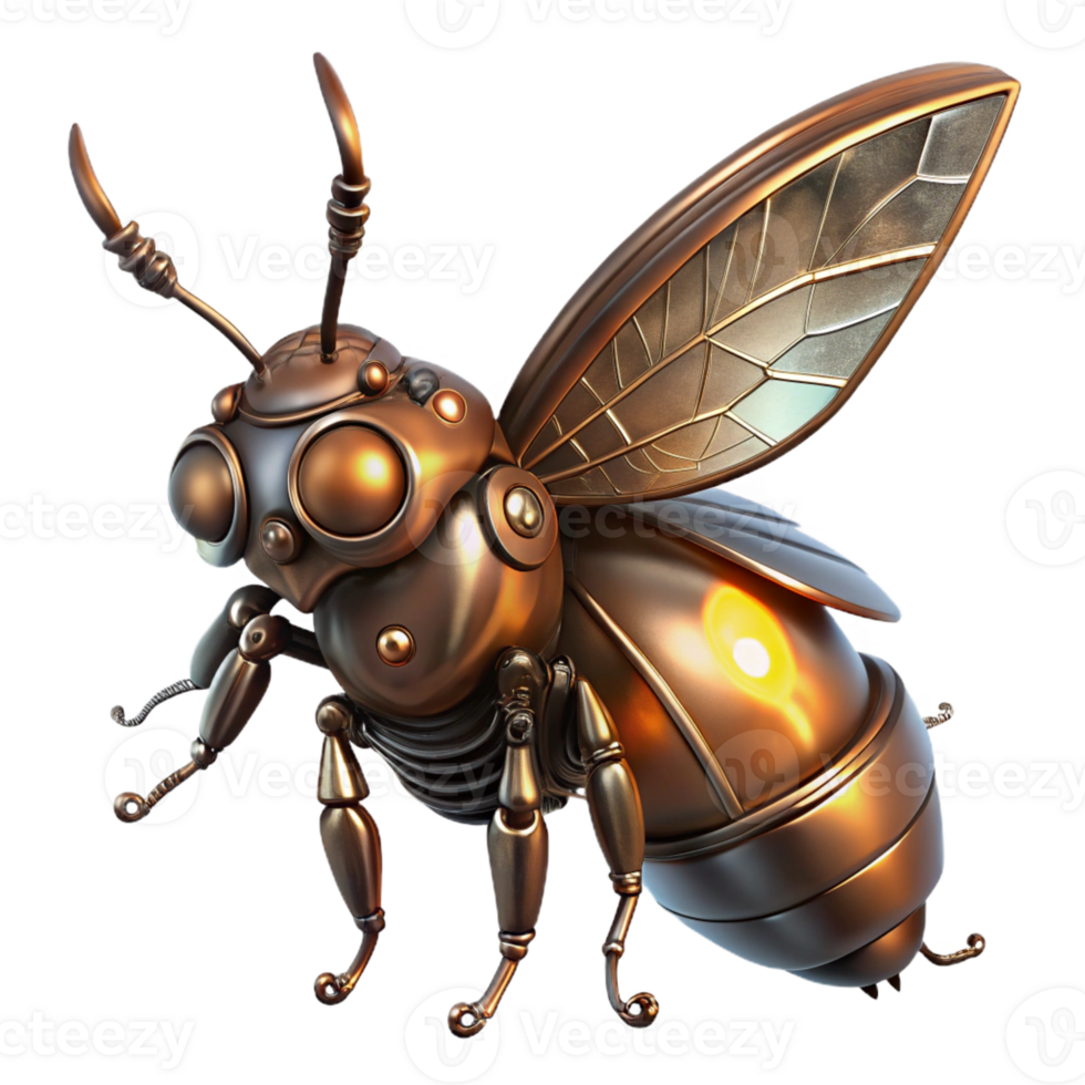 stunning abstract A steampunk insect, a metallic beetle with intricate clockwork wings and glowing amber eyes, lit by a soft, diffused light in a fantasy art style professional png