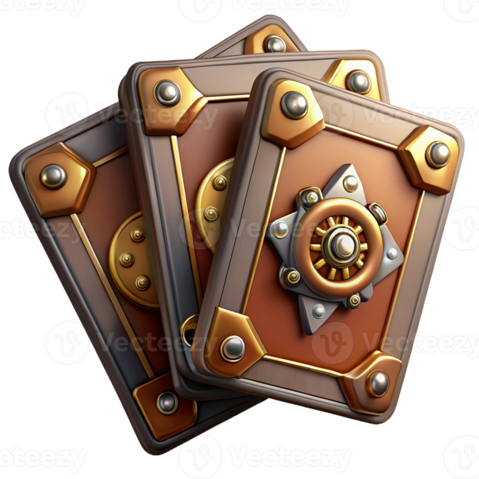 beautiful abstract Steampunk playing cards with intricate designs and metallic accents high quality png