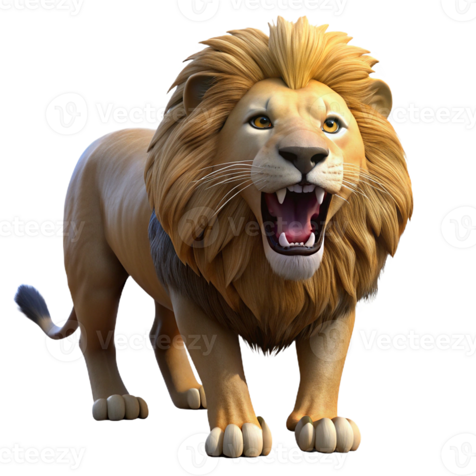 beautiful vintage A roaring African lion, head shot professional png