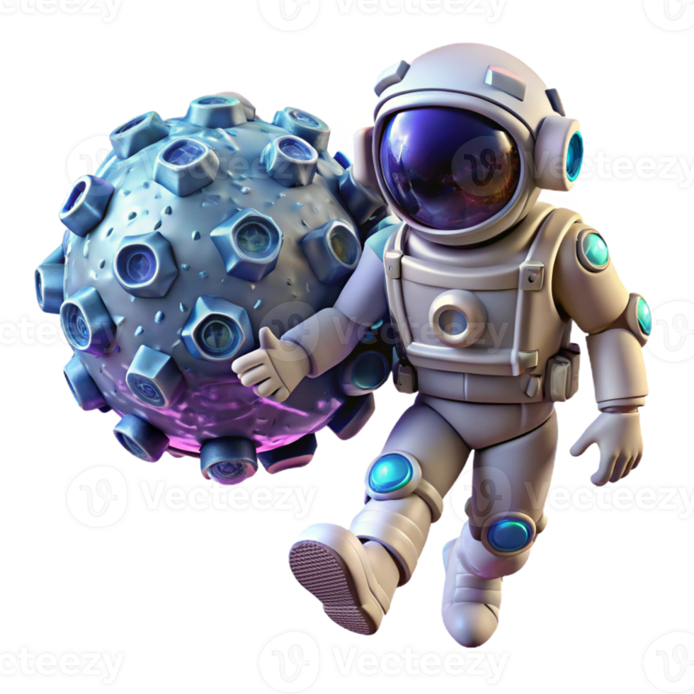 wonderful contemporary A lone astronaut floating in space, surrounded by shimmering nanobots assembling a colossal satellite, illuminated by the distant glow of a nebula, photorealistic style 4K png