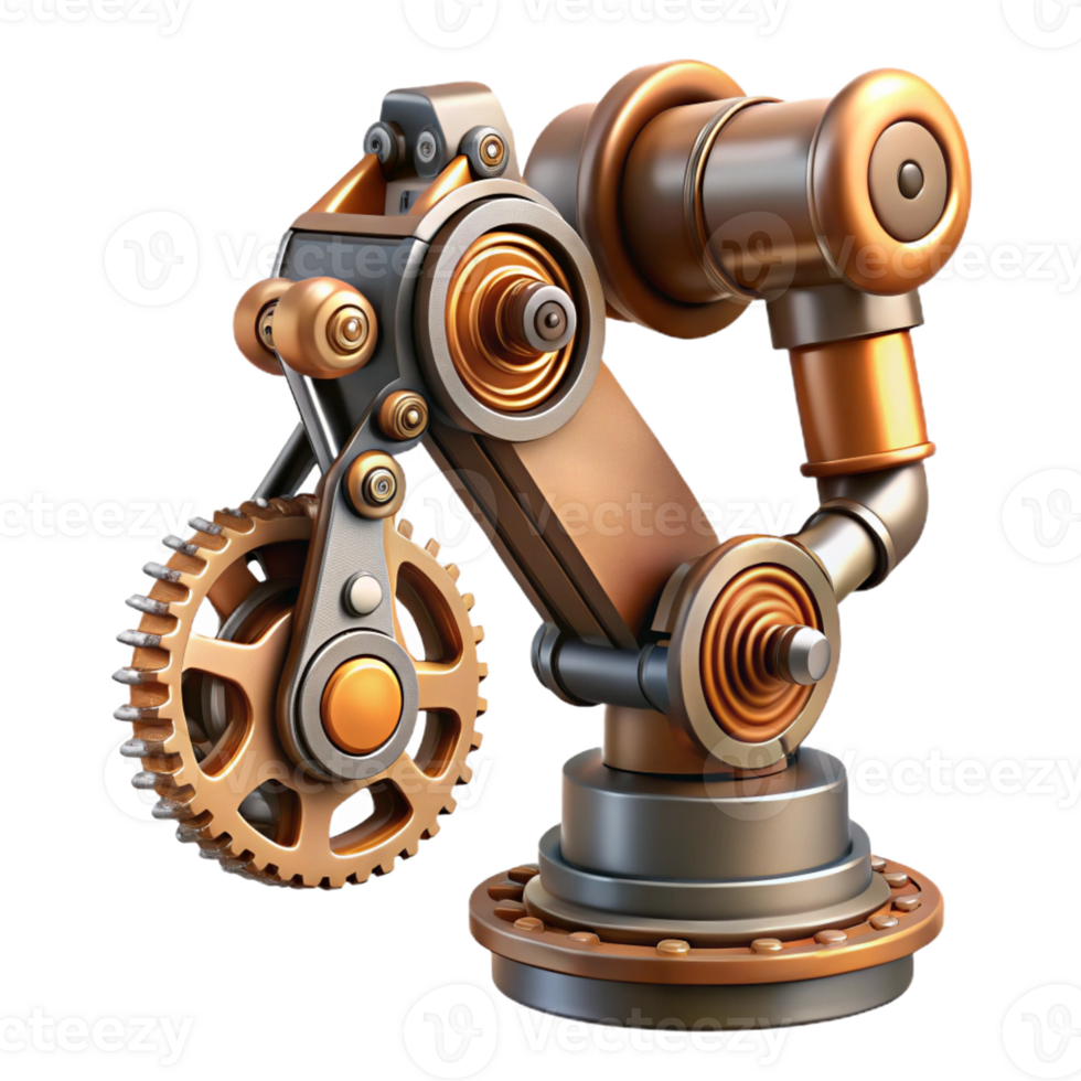 impressive traditional Steampunk robotic arm with intricate gears and pistons premium png