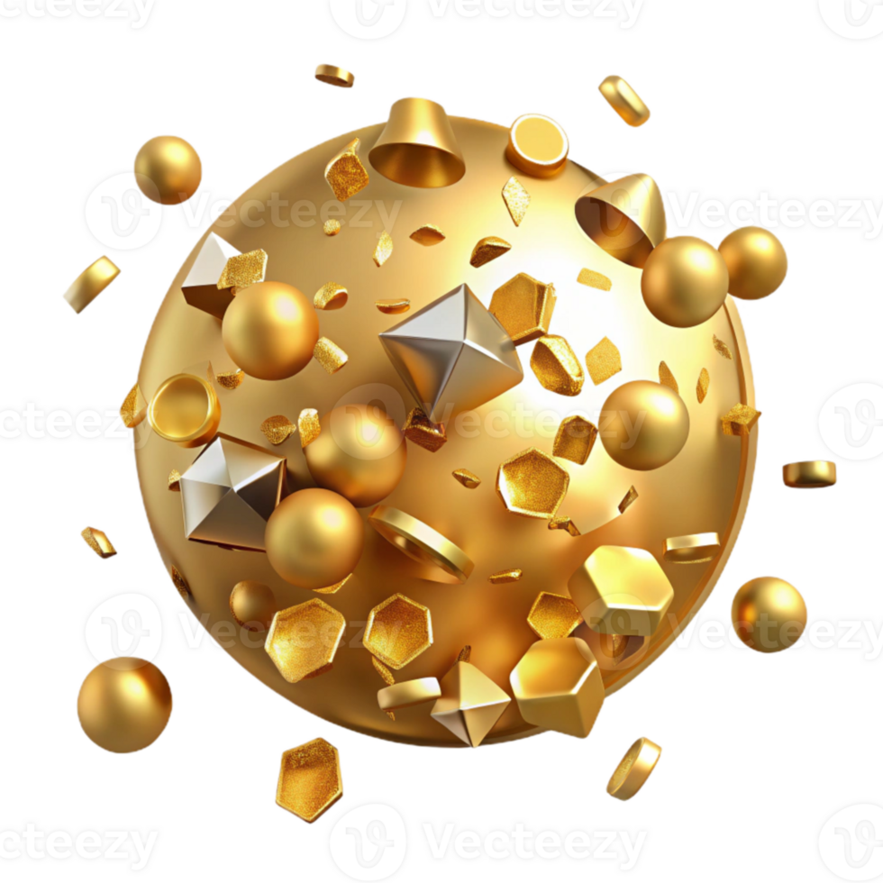 magnificent artistic Gold Confetti Scatter Texture Isolated Festive professional png