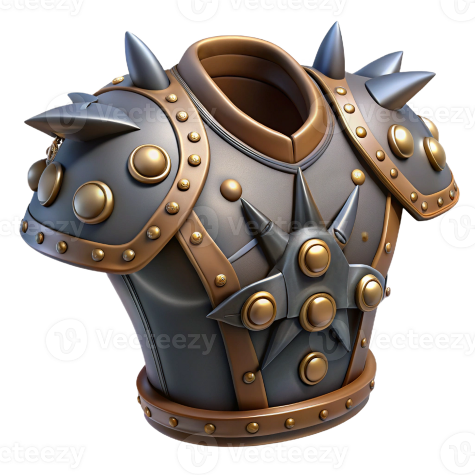 beautiful creative Steampunk shoulder armor with spikes and intricate metalwork original png