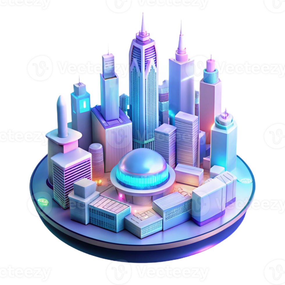 elegant rustic A futuristic cityscape, built on interconnected floating platforms, bathed in the soft glow of holographic advertisements, neon lighting, vaporwave style high resolution png