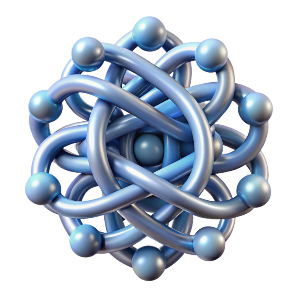 serene creative A complex network of interwoven lines and curves, resembling a circuit board, in a futuristic, technological style authentic png