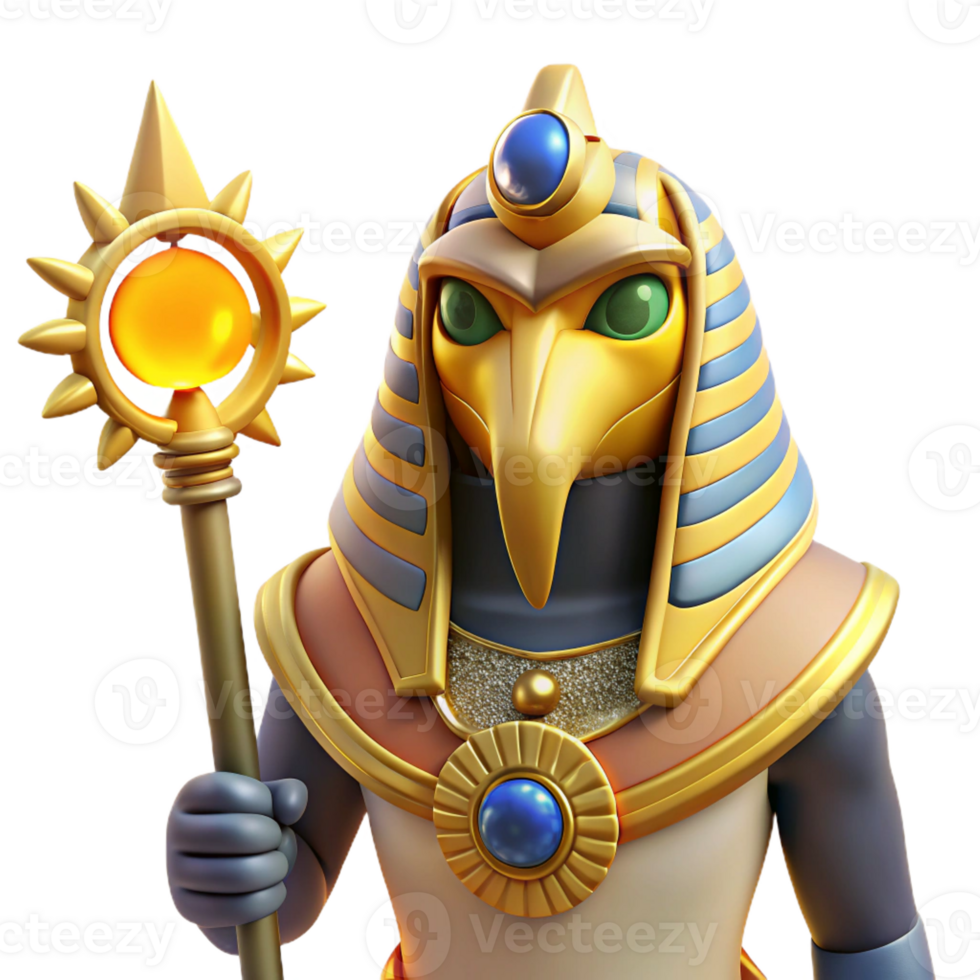stunning contemporary Ra, Egyptian sun god, falcon-headed, high quality png