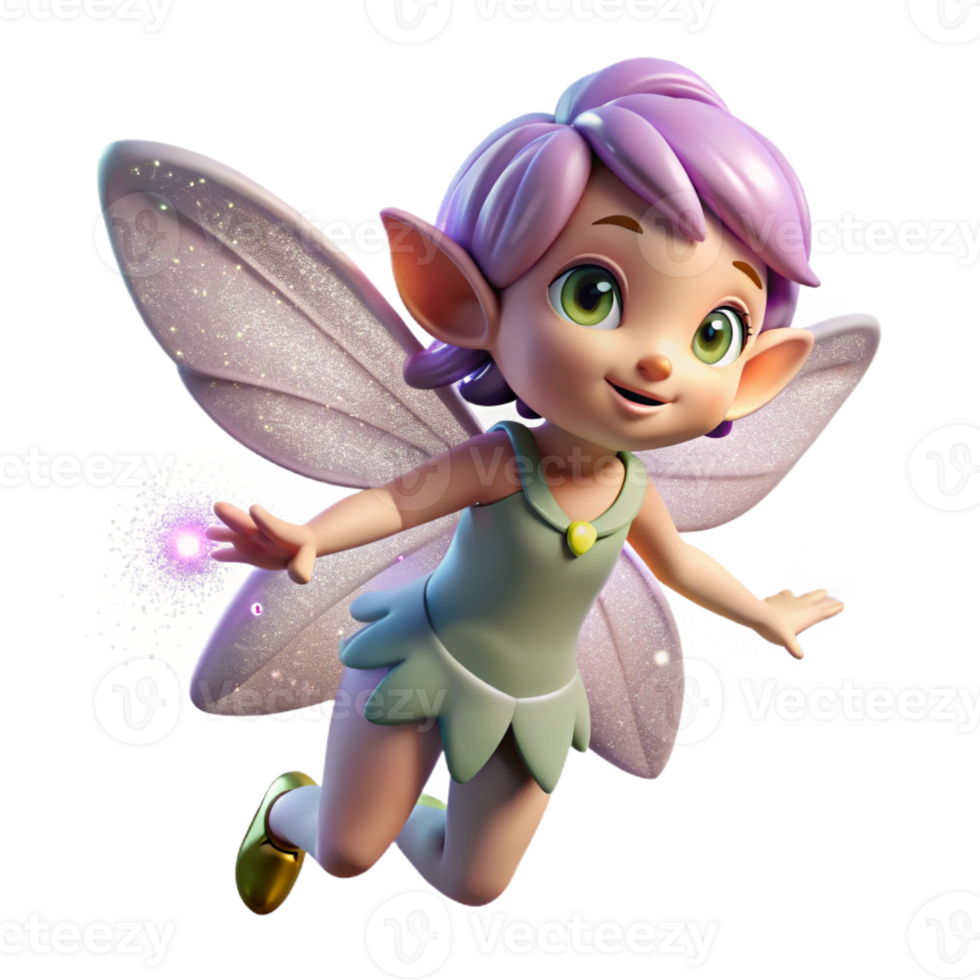 beautiful classic A playful pixie with shimmering gossamer wings, sprinkling magical dust, soft dreamlike lighting, children's book illustration style professional png